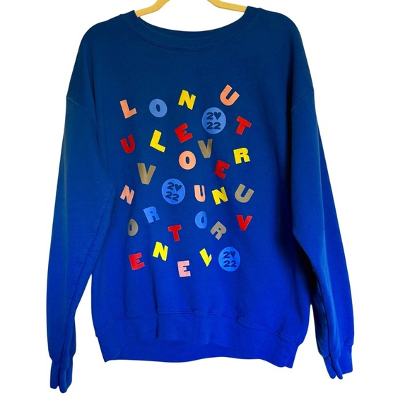 HARRY STYLES Love On Tour 2022 Official Soup Letter Blue Crew Neck Large - Picture 1 of 7